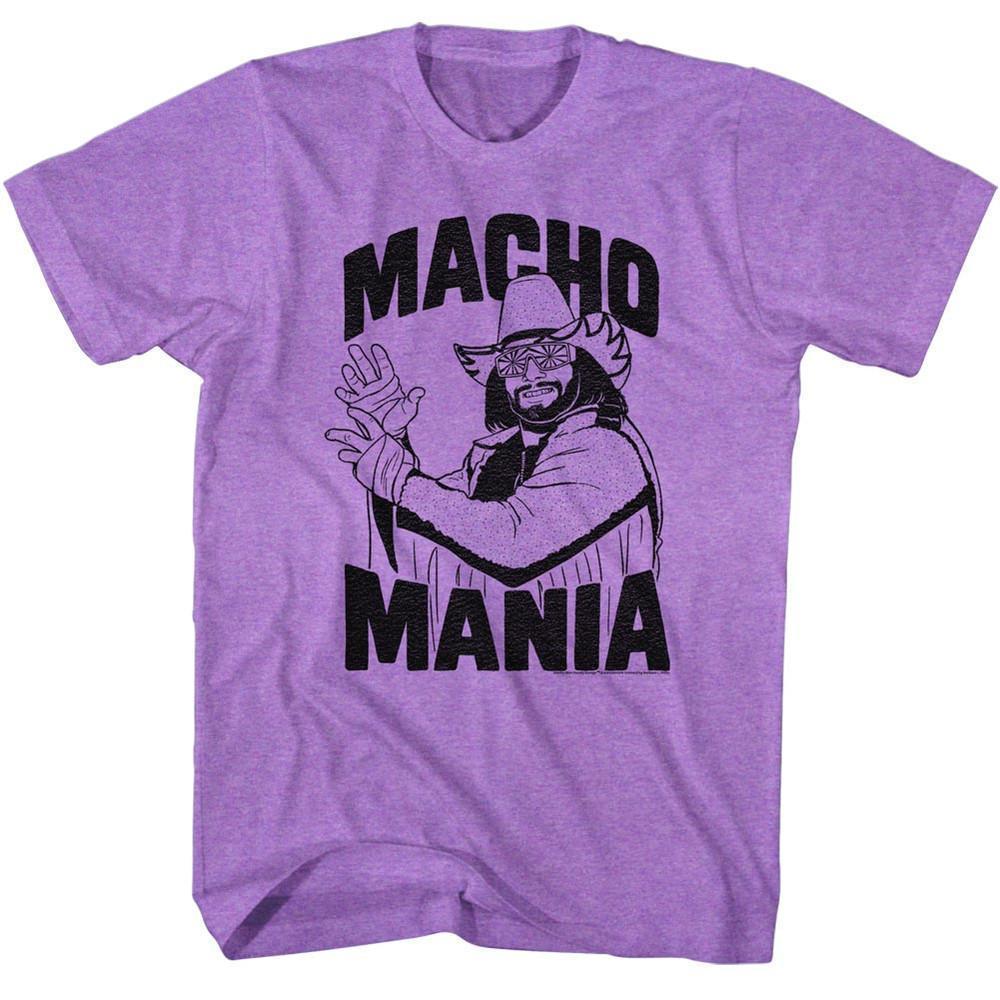 Macho Man Macho Mania Neon Purple Heather Adult T-Shirt
